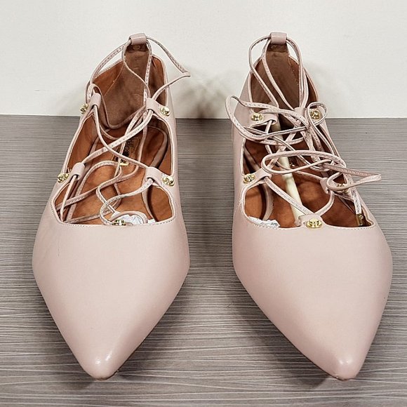 Halogen 'Owen' Pointy Toe Ghillie Flat Blush Leather Womens Size 9.5 M - Picture 2 of 10